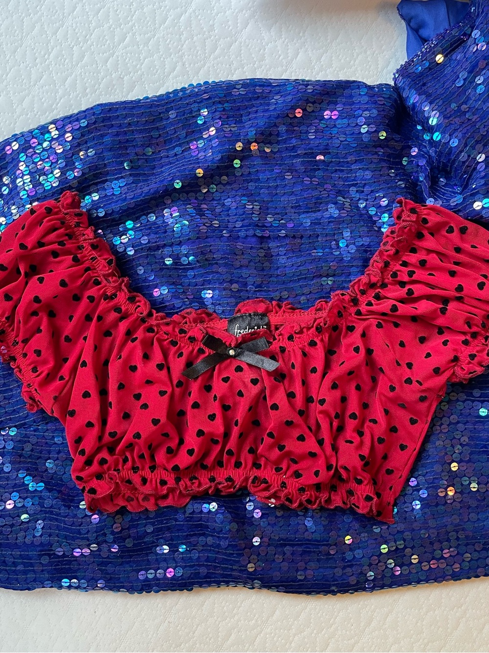 Vintage Fredrick’s of Hollywood Cropped Babydoll Polka Dot Sheer Bralette Top